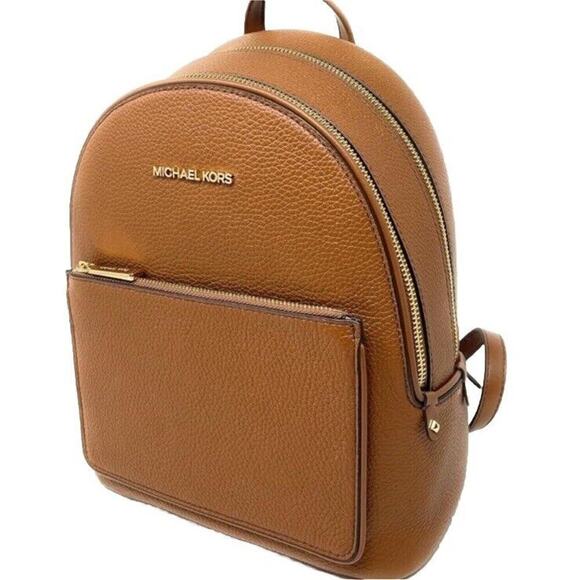 NWOT Michael Kors ‘Adina’ Backpack Tan Pebble Leather Gold Hardware Camel Brown - Picture 1 of 7